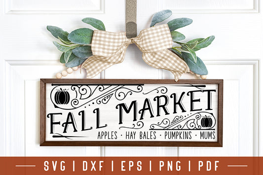 Vintage Fall Sign SVG, Fall Market Cut File