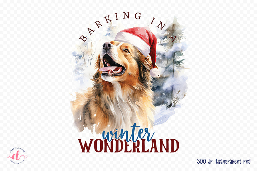 Barking in a Winter Wonderland, Funny Christmas Dog PNG