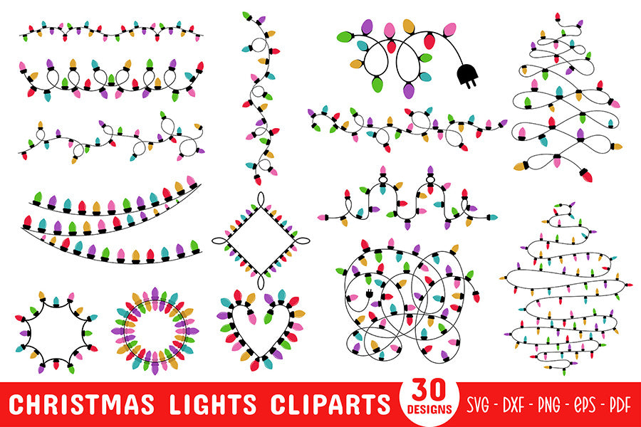Christmas Lights Clipart Bundle