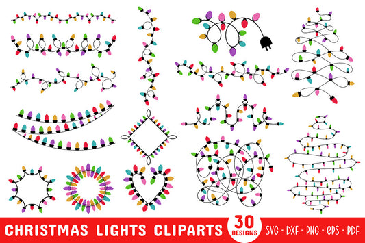 Christmas Lights Clipart Bundle