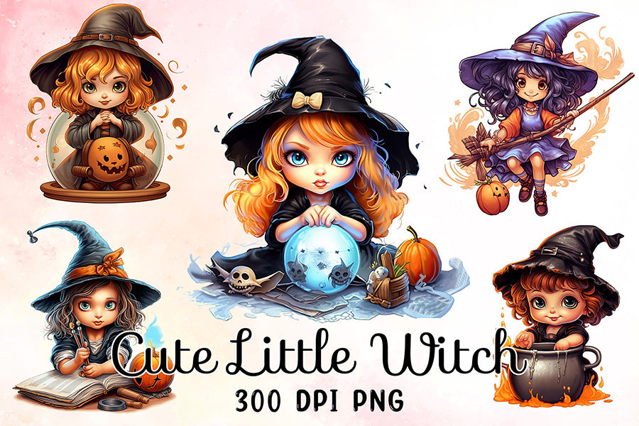 Cute Little Witch Halloween Sublimation Bundle