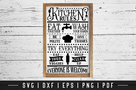 Kitchen Rules SVG - Vintage Kitchen Sign SVG