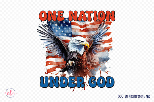 4th of July PNG Sublimation | One Nation Under God