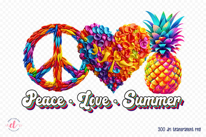 Peace Love Summer PNG Sublimation Design
