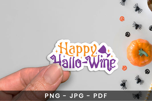 Happy Hello-Wine PNG Printable Sticker