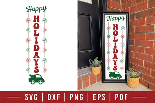 Christmas Porch Sign SVG, Happy Holidays