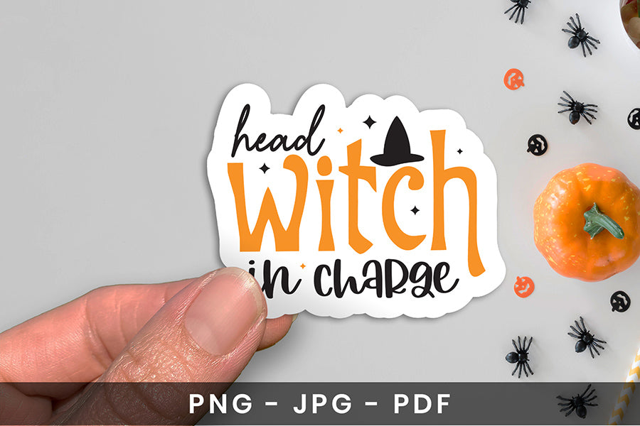 Head Witch in Charge - Halloween Printable Sticker