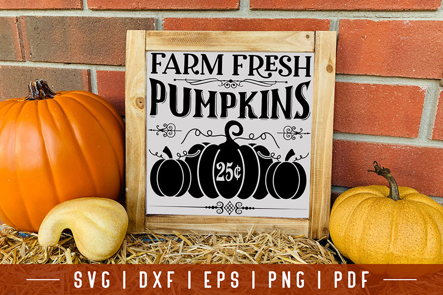 Vintage Fall Sign SVG | Farm Fresh Pumpkins