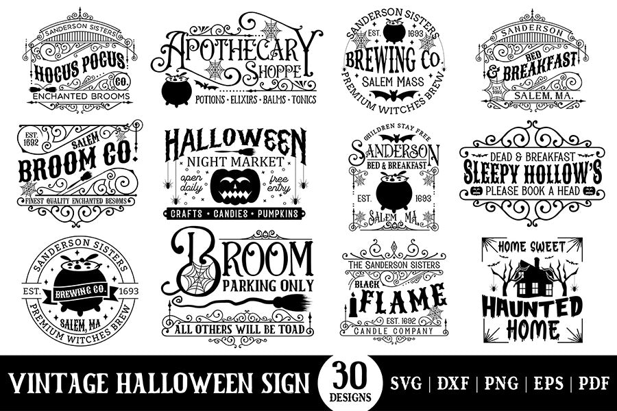 Vintage Halloween Sign SVG Bundle
