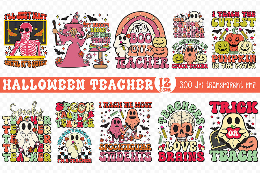 Halloween Teacher PNG Sublimation Bundle