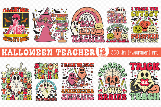 Halloween Teacher PNG Sublimation Bundle