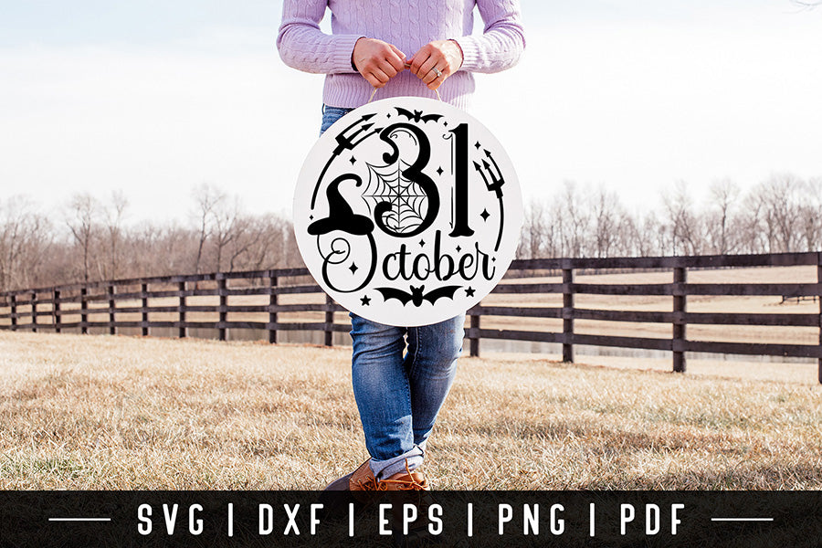 31 October SVG, Halloween Round Sign SVG