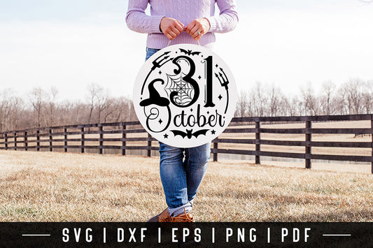 31 October SVG, Halloween Round Sign SVG