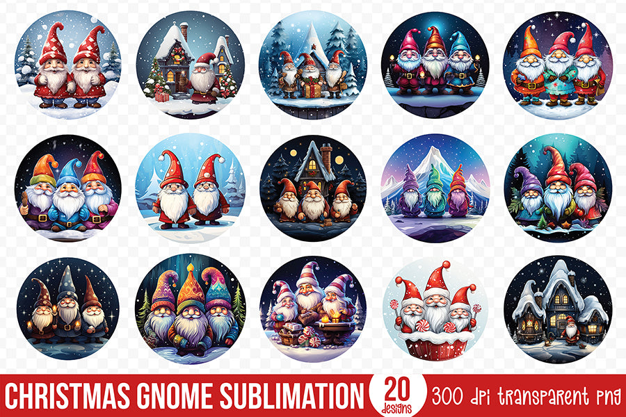 Christmas Gnome Round Sublimation Bundle