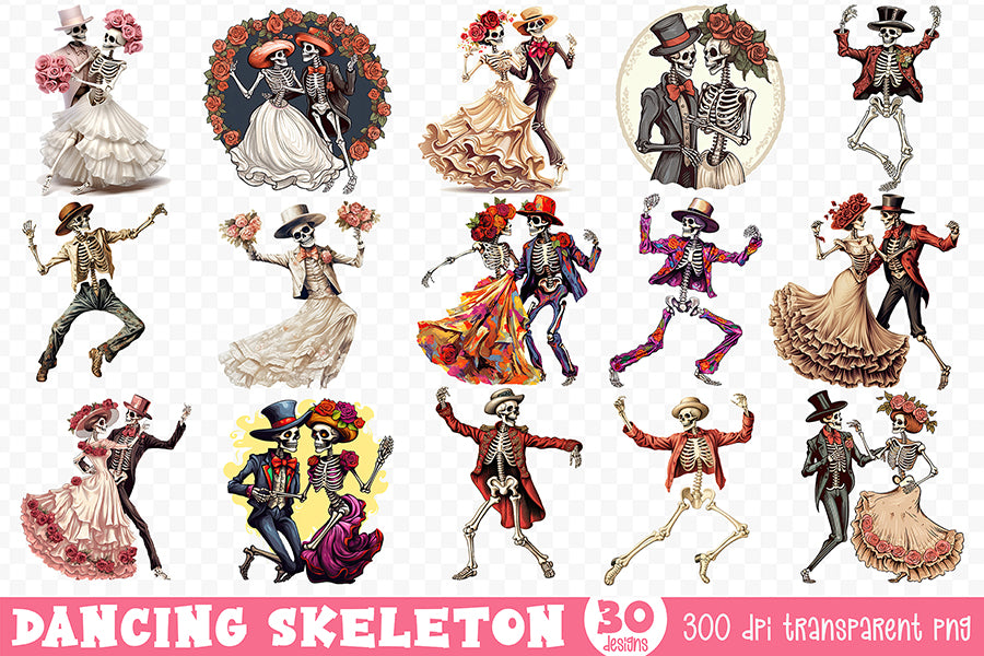 Dancing Skeleton PNG Sublimation Bundle