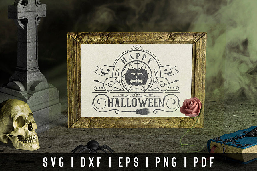 Vintage Halloween Sign SVG, Happy Halloween SVG