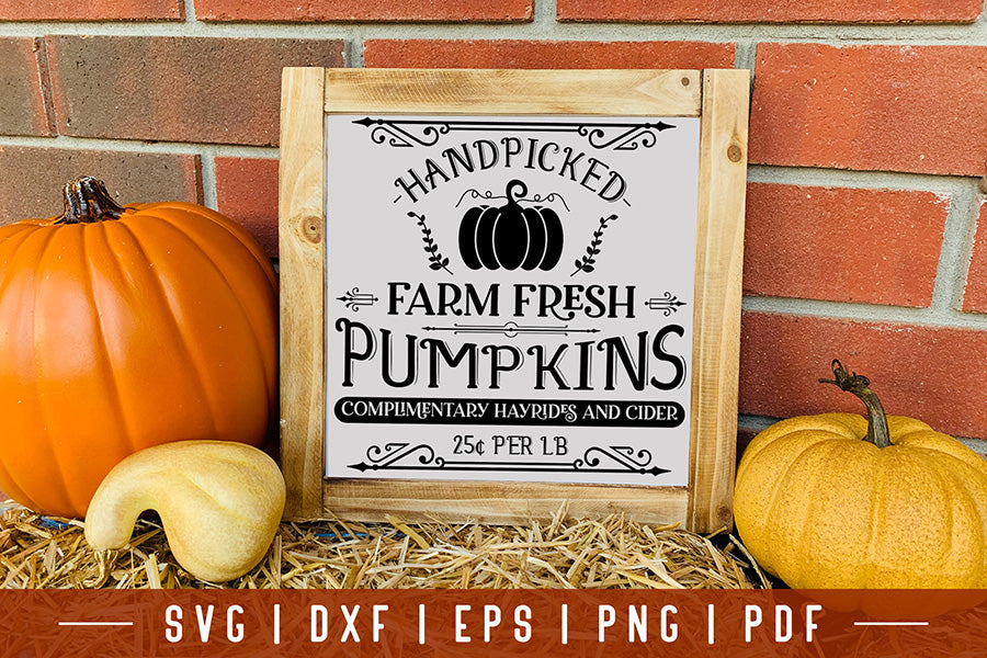 Vintage Fall Sign SVG, Farm Fresh Pumpkins Cut File
