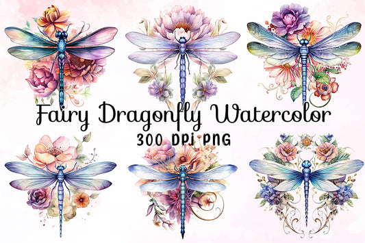 Fairy Dragonfly Watercolor Sublimation