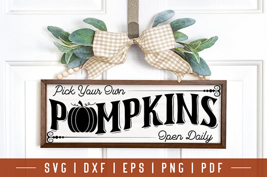 Vintage Fall Sign SVG | Pumpkins Cut File