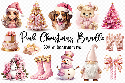 Pink Christmas Sublimation Clipart