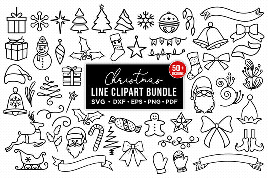 Christmas Line Clipart Bundle