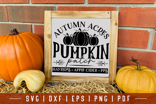 Vintage Fall Sign SVG, Autumn Acres Pumpkin Patch