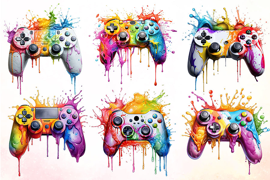 Melting Gaming Controller Watercolor Sublimation