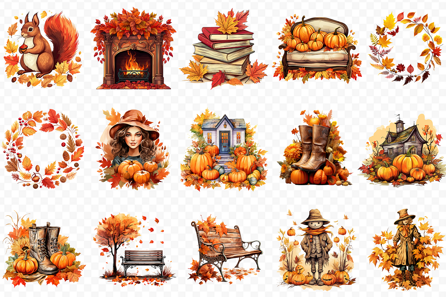 Autumn Season Sublimation Clipart Bundle
