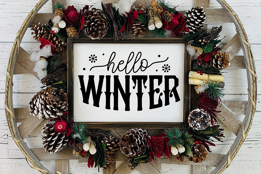 Hello Winter | Farmhouse Sign SVG Free