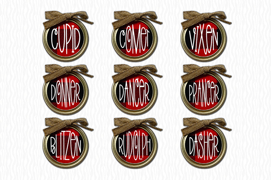 Reindeer Names Christmas Ornament SVG Bundle V.2