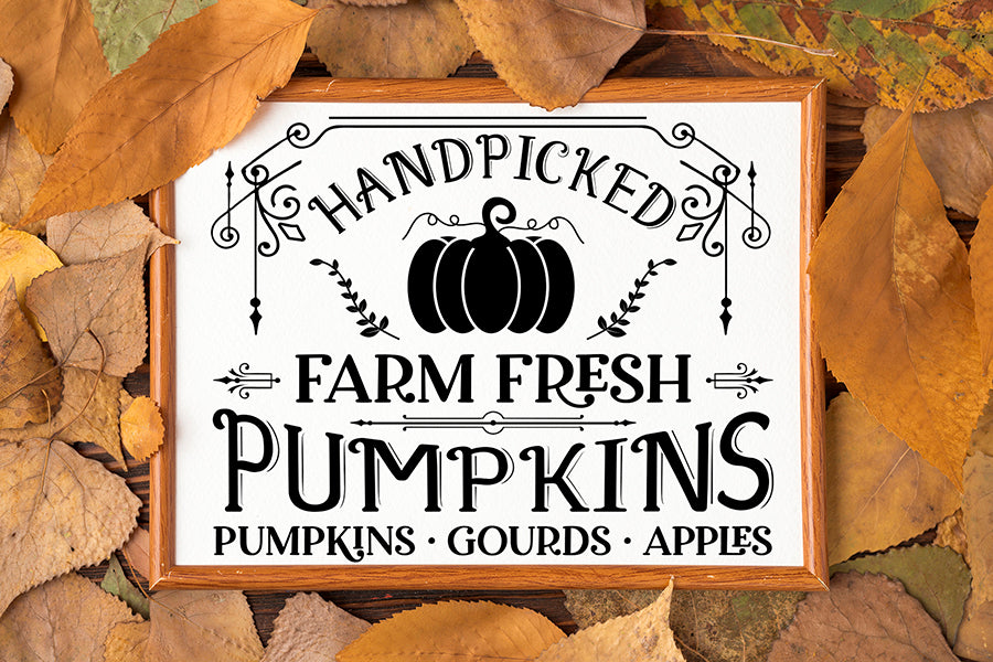 Vintage Fall Sign SVG, Handpicked Farm Fresh Pumpkins