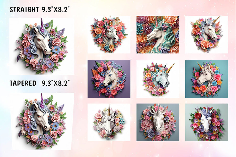 3D Unicorn Tumbler Wrap Sublimation Bundle