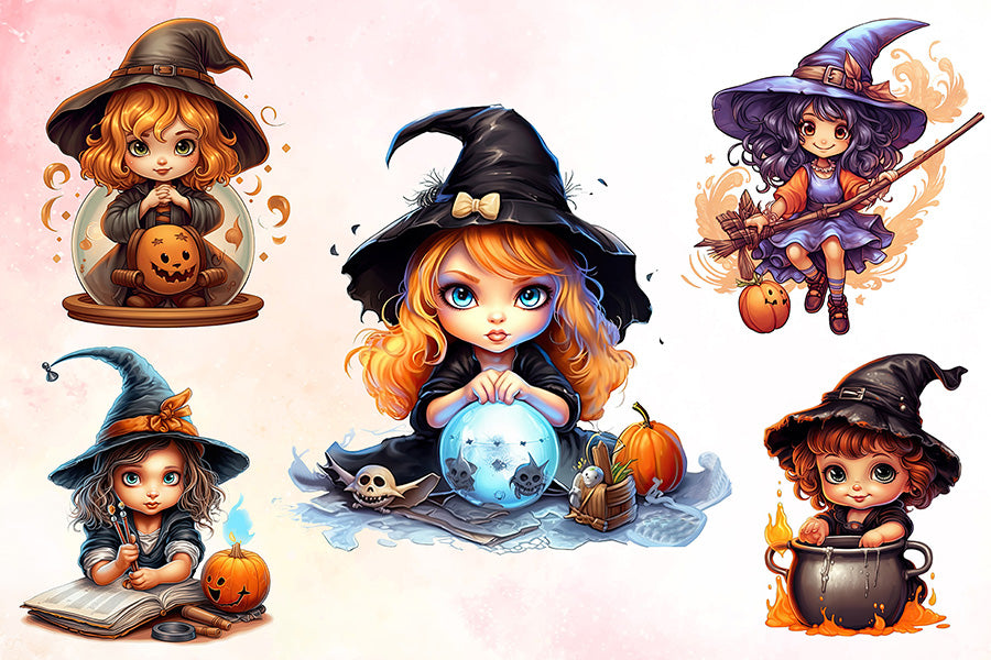 Cute Little Witch Halloween Sublimation Bundle
