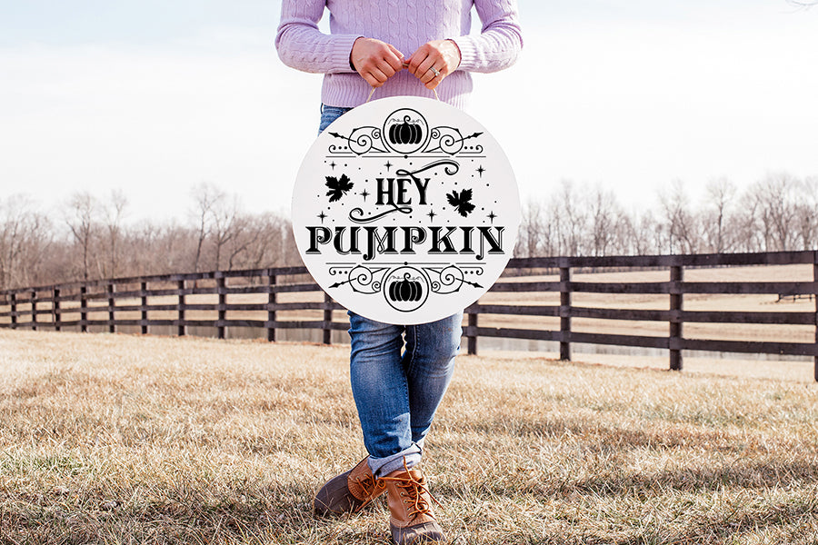 Vintage Fall Sign SVG - Hey Pumpkin
