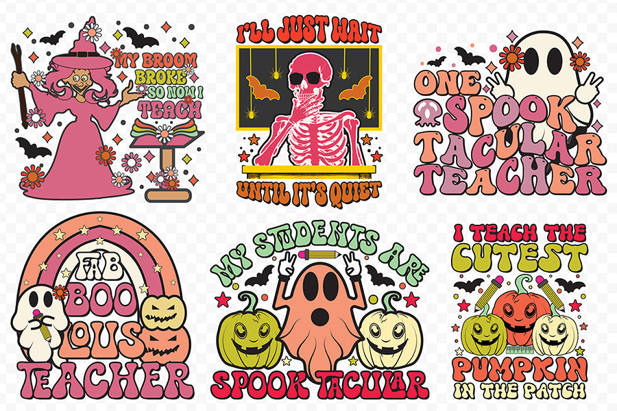 Halloween Teacher PNG Sublimation Bundle