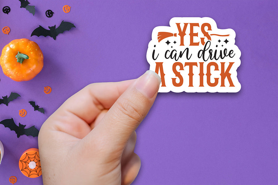 Halloween Printable Sticker - Yes I Can Drive A Stick
