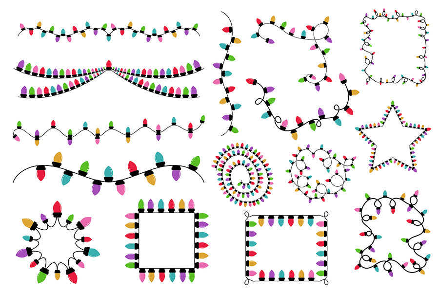 Christmas Lights Clipart Bundle