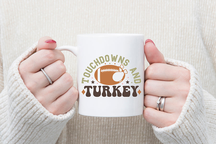 Touchdowns and Turkey - Retro Thanksgiving SVG