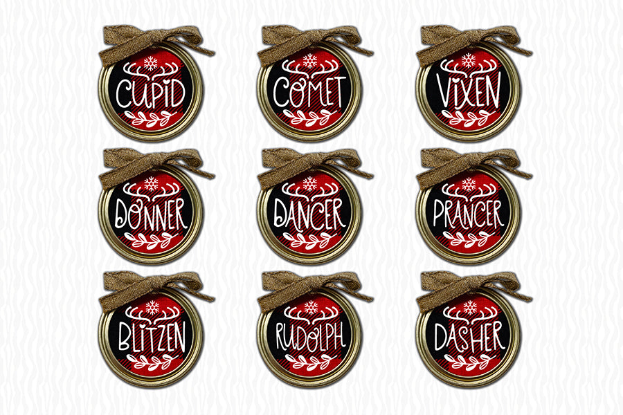 Reindeer Names Christmas Round Ornament Bundle
