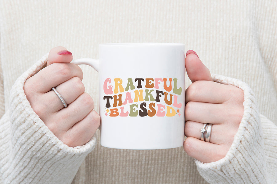 Grateful Thankful Blessed | Retro Thanksgiving SVG