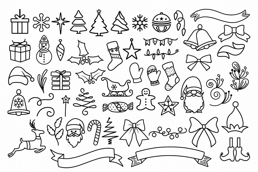 Christmas Line Clipart Bundle