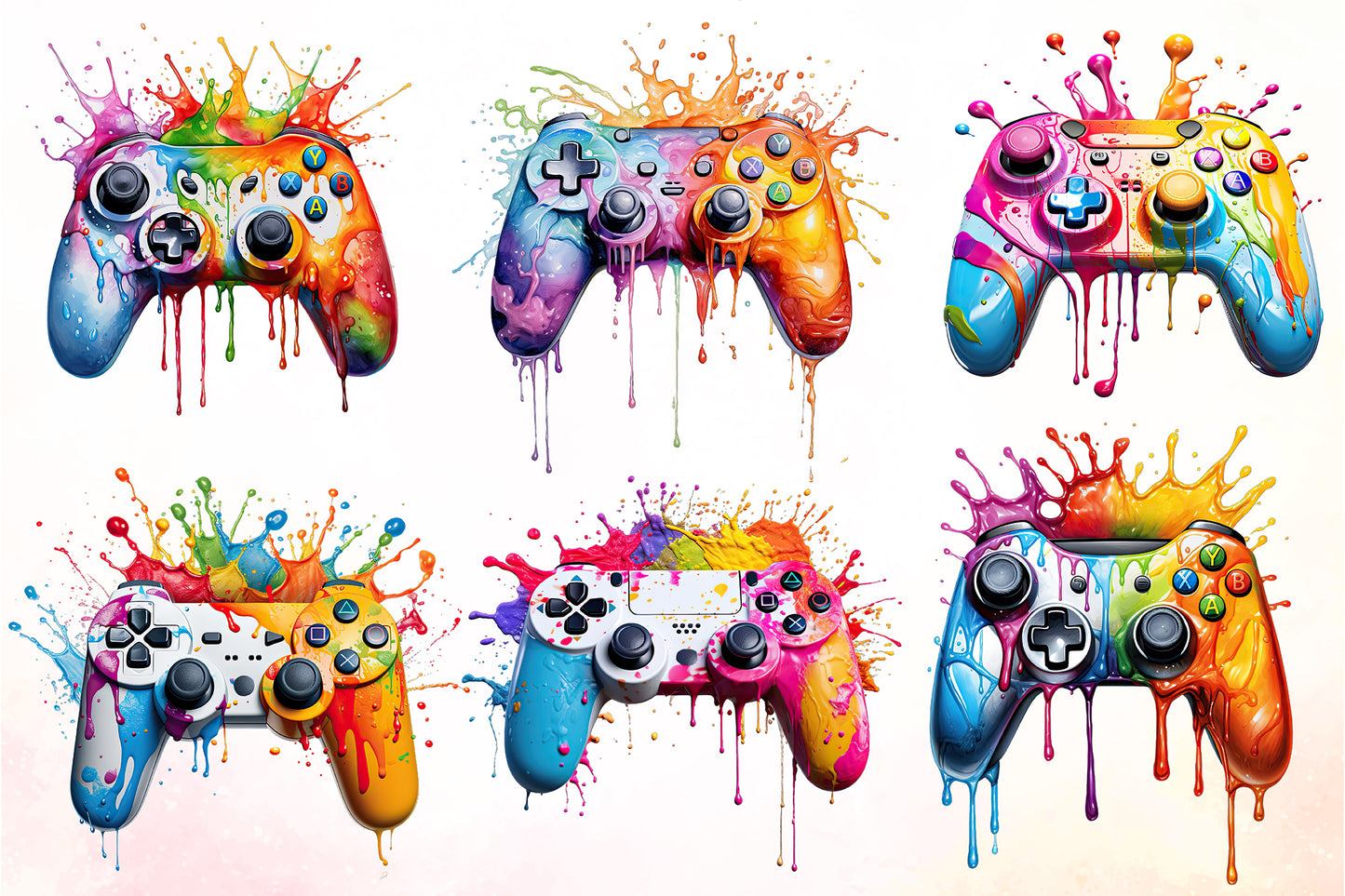 Melting Gaming Controller Watercolor Sublimation