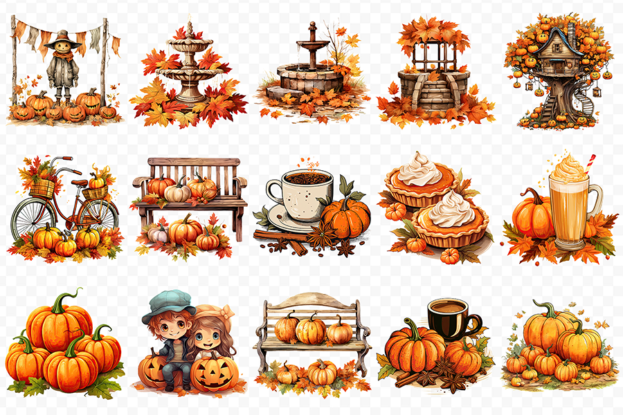 Autumn Season Sublimation Clipart Bundle