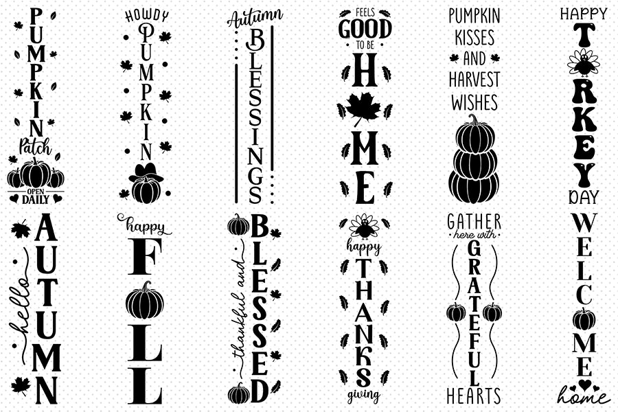 Fall and Thanksgiving Porch Sign SVG Bundle