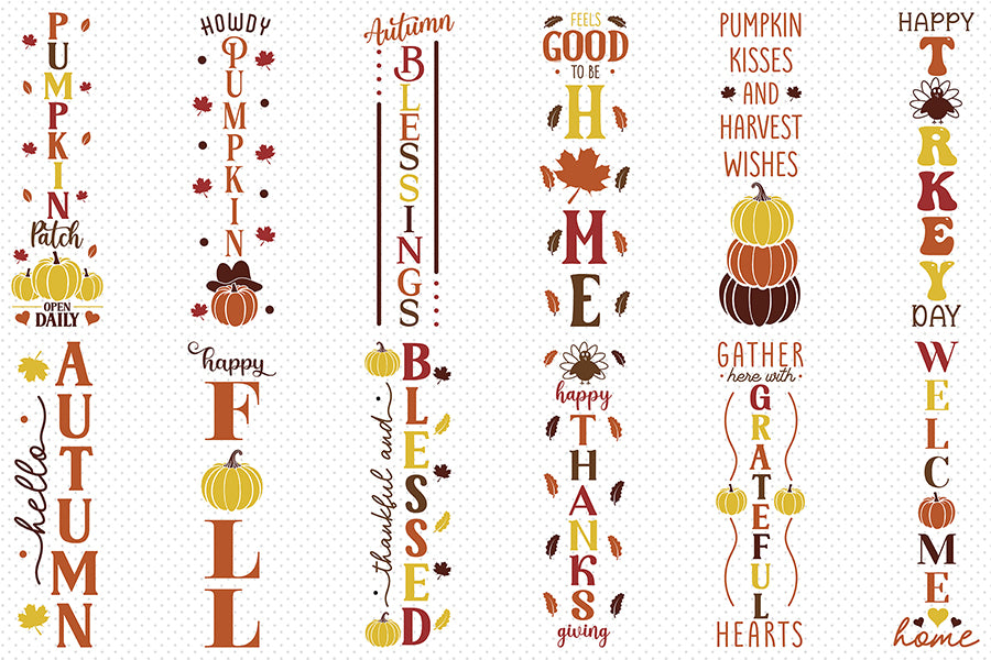 Fall and Thanksgiving Porch Sign SVG Bundle
