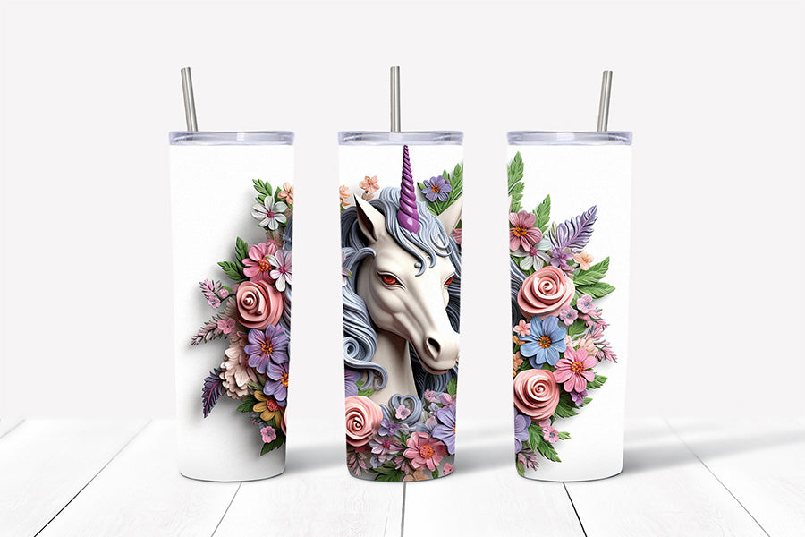 3D Unicorn Tumbler Wrap Sublimation Bundle