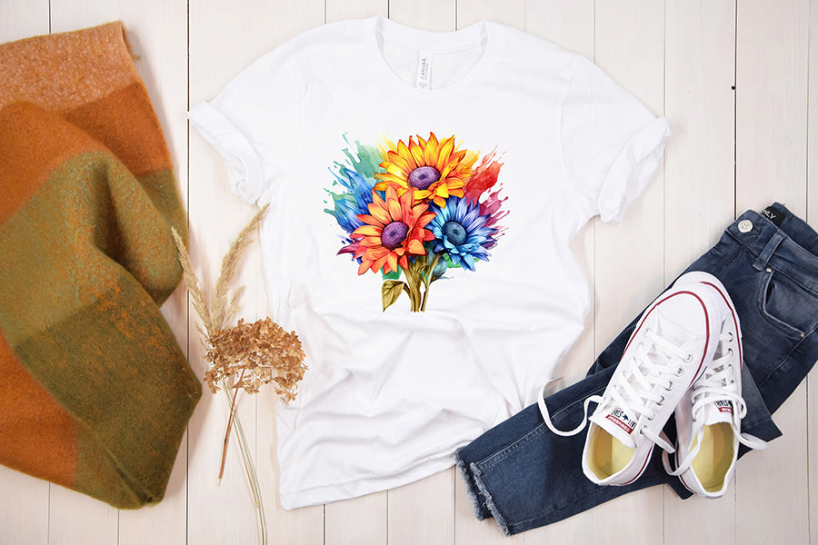 Watercolor Sunflower Sublimation Clipart Bundle