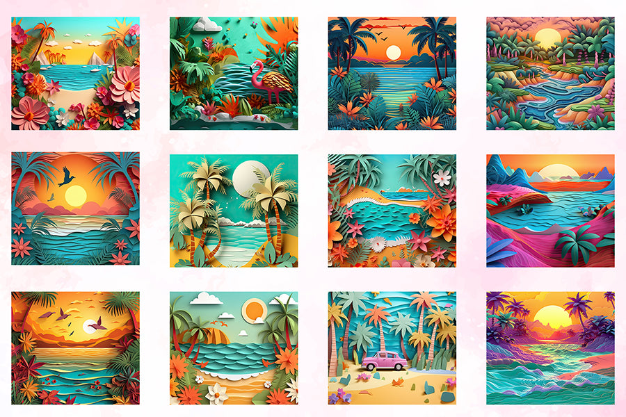 3D Summer Tumbler Wrap Sublimation