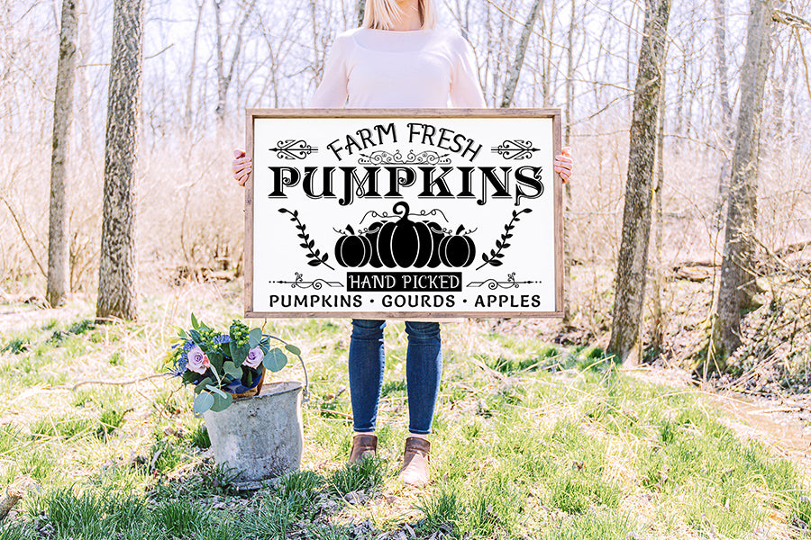Vintage Fall Sign SVG, Farm Fresh Pumpkins Cut File