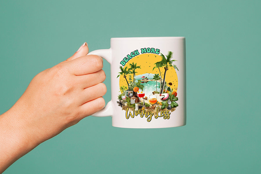 Beach More Worry Less PNG Sublimation Design